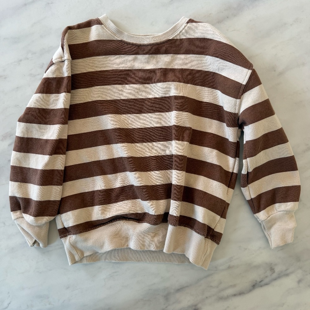 Zara Kids Cream/Brown Ruby Striped Sweatshirt